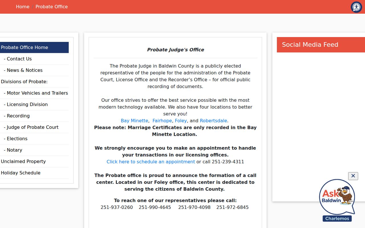 Baldwin County Probate Office court record access page