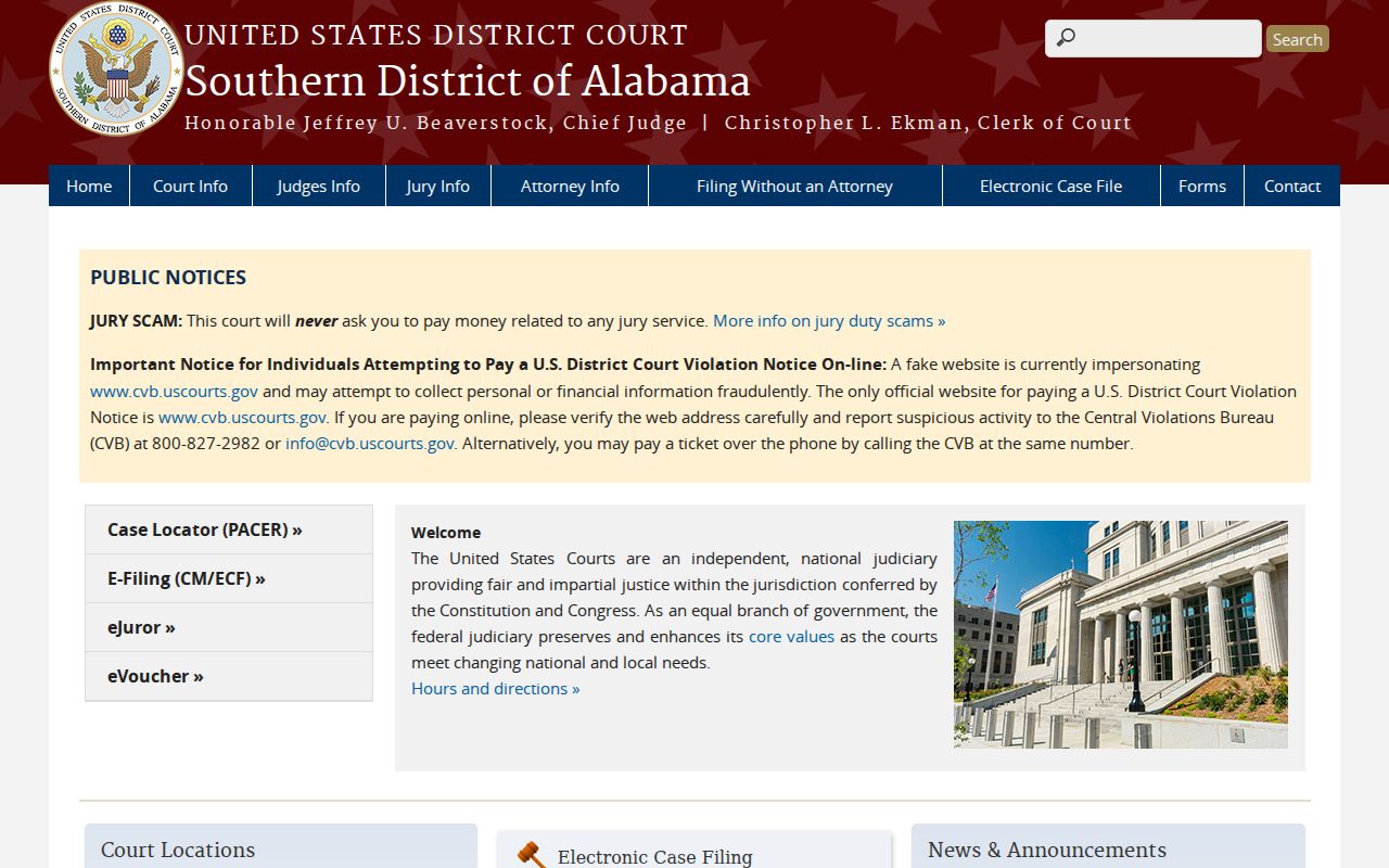 Baldwin County court records route to Southern District of Alabama