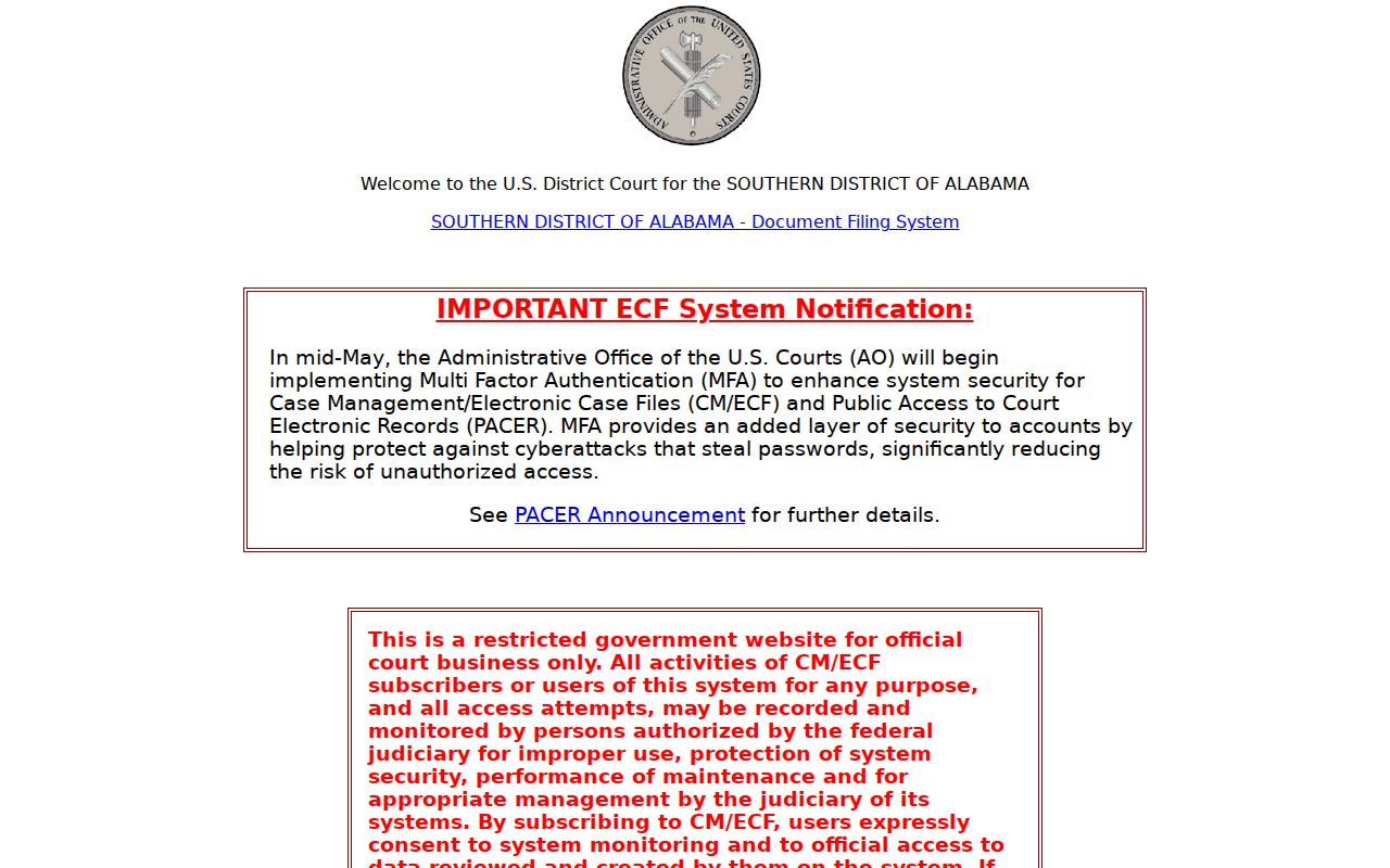 Baldwin County court record search through federal CM ECF