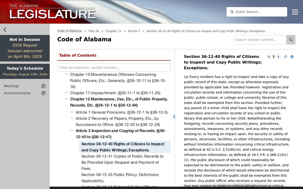 Fairhope court record access under Alabama public writings law