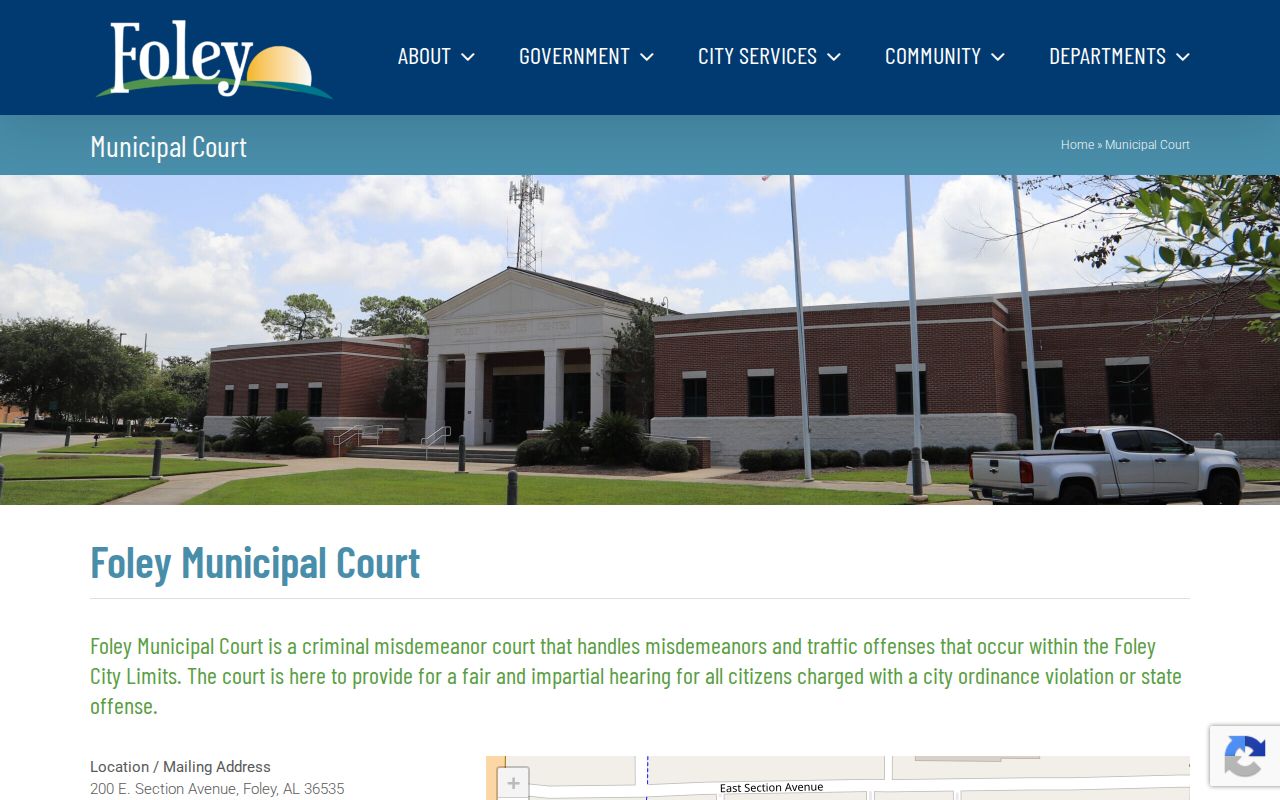 Foley Municipal Court docket schedule and contact information