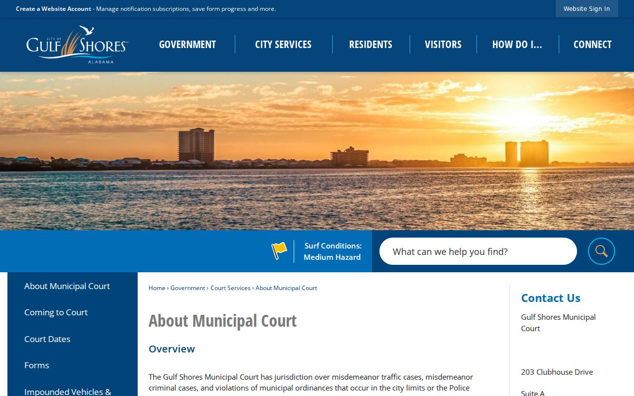 Gulf Shores Municipal Court docket office information