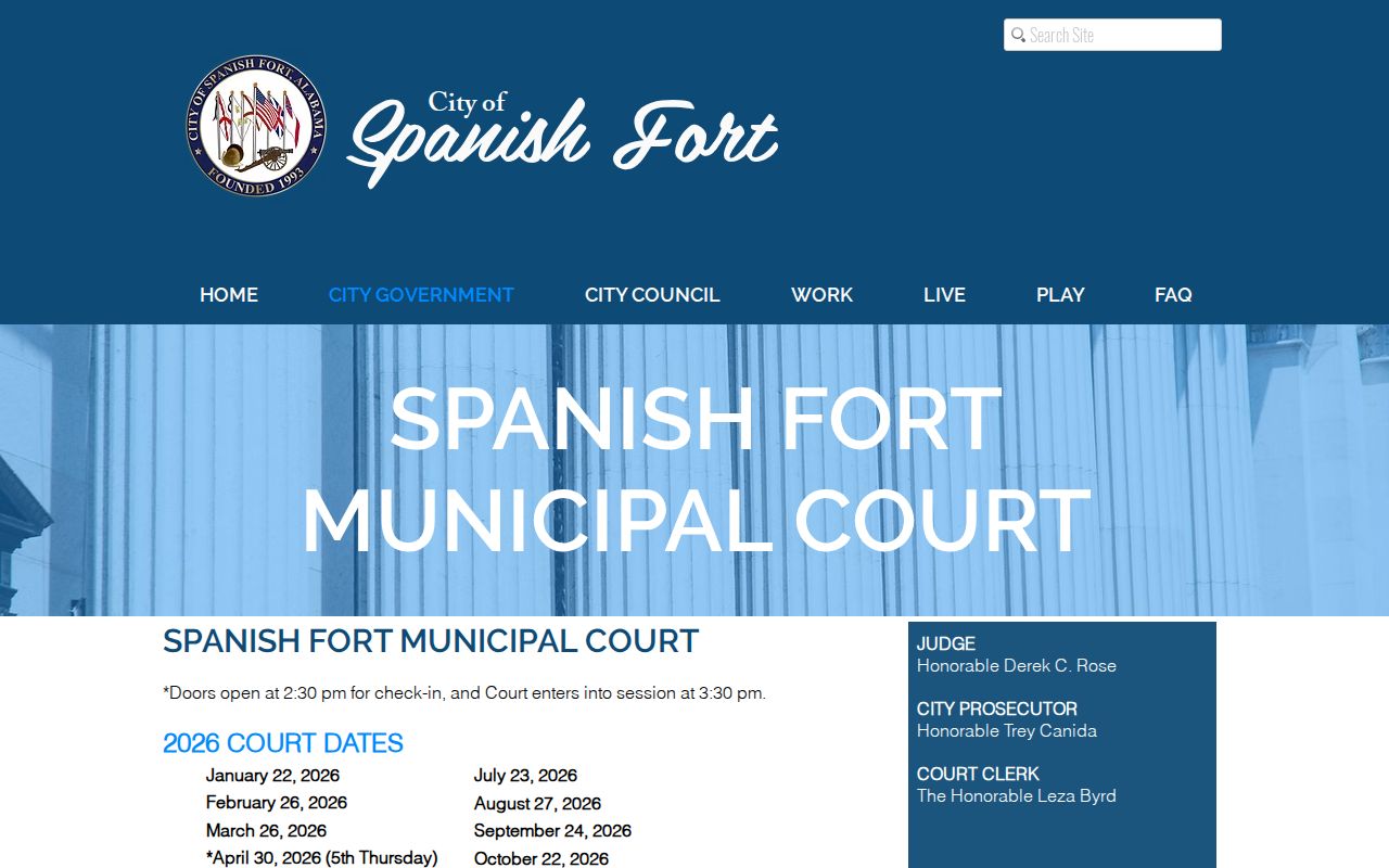 Spanish Fort Municipal Court docket schedule and contacts